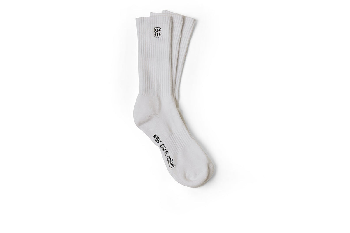 SC Logo Socks - White/Black (3 pack)
